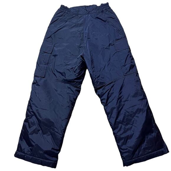 LANDS’ END Ski Snowboarding Pants Kids Size 8 Dark Blue Nylon Waterproof Warm - Picture 2 of 7